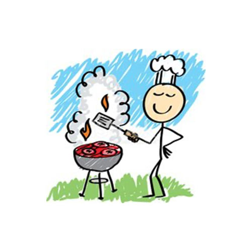 En illustration av en person som grillar